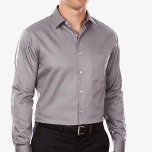 Arrow | Gray Fitted Stretch Button-Down Dress Shirt | Sz L [16-16.5 | 34/35]